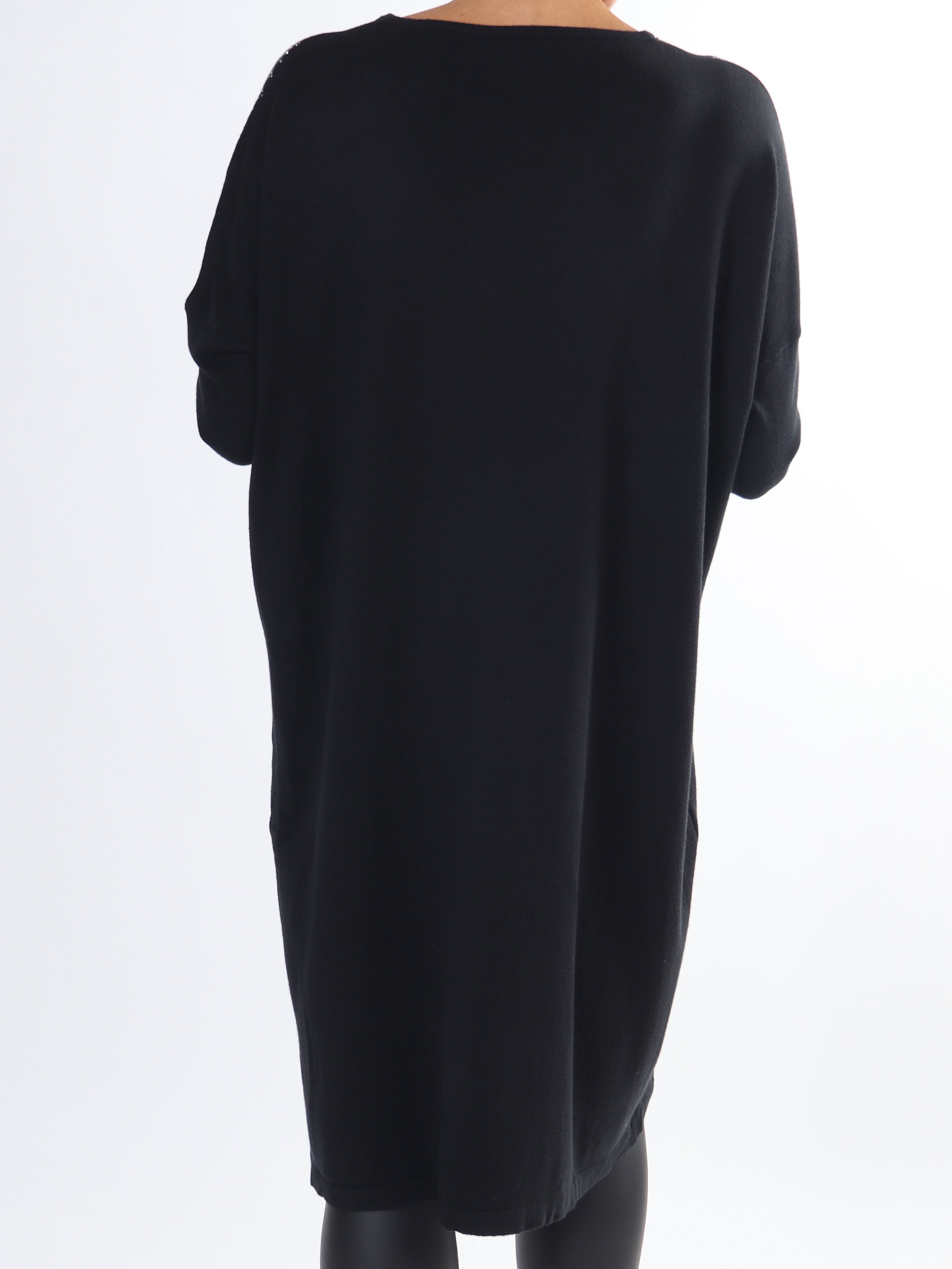 Luna - Mjuk stickad plus size klänning med strass